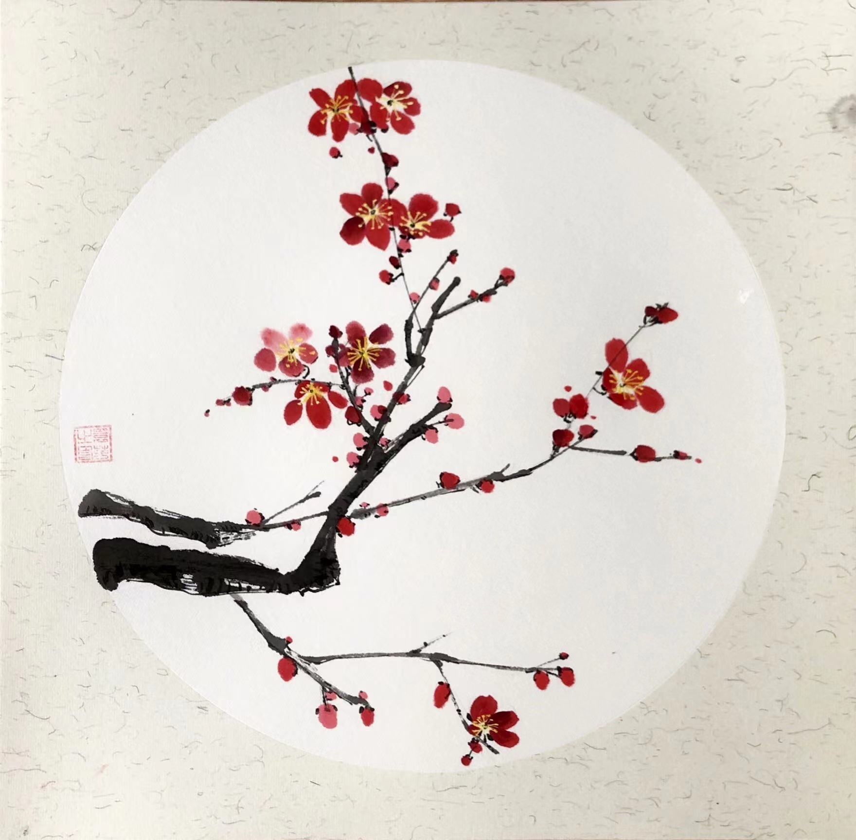 标牌厂—国画小品“傲雪红梅”—袁芳.jpg